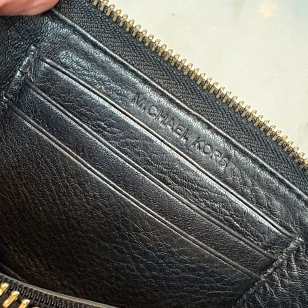 Michael Kors Wallet Leather Astor Pebbled Studded Full Zip